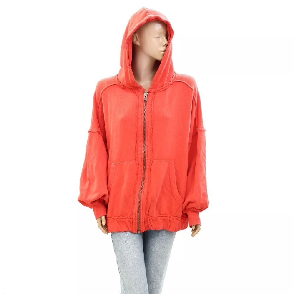 Free People Lucky Zip Up Hoodie Jacket Christmas Oversized XS 275974 - Picture 4 of 9